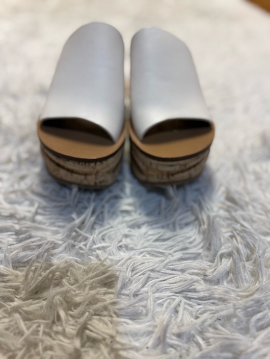 Chloe Camille Wedge Slide Sandals white Tan Gold Cork Platform - Picture 2 of 16